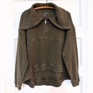 Sweaty Betty Restful Boucle Half Zip Pullover Olive US 10 Gorpcore Granola Girl
